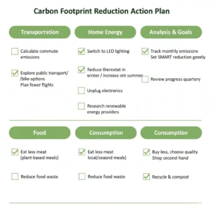 Visual checklist for monthly carbon footprint tracking routine with all steps listed