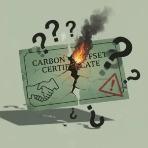 Visual showing risks and limitations of carbon offset programs such as permanence and verification issues