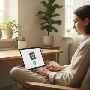 Person using online tally counter for daily habit tracking and behavior awareness improvement