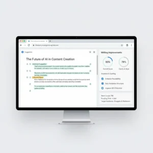 AI writing assistant tool helping student with essay grammar checking and editing features