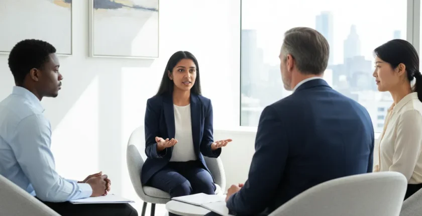 Candidates participating in a group interview