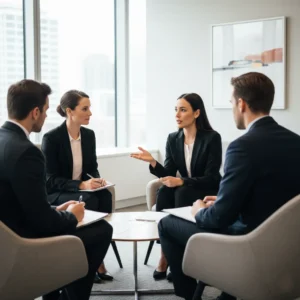 Candidates participating in a group interview