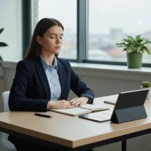 Candidate calming interview nerves before meeting