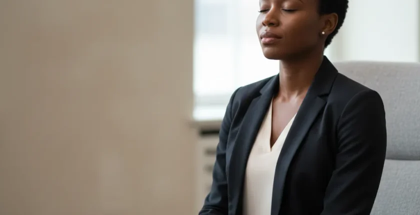 Candidate calming nerves before a job interview