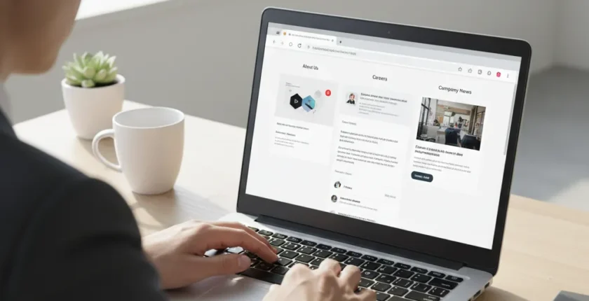 Candidate researching company information before an interview