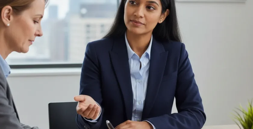 Candidate discussing strengths and weaknesses during an interview