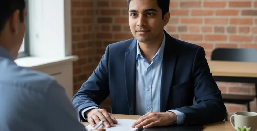 Student attending a job interview