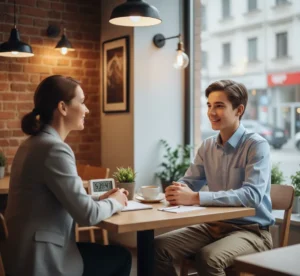Teen attending first job interview