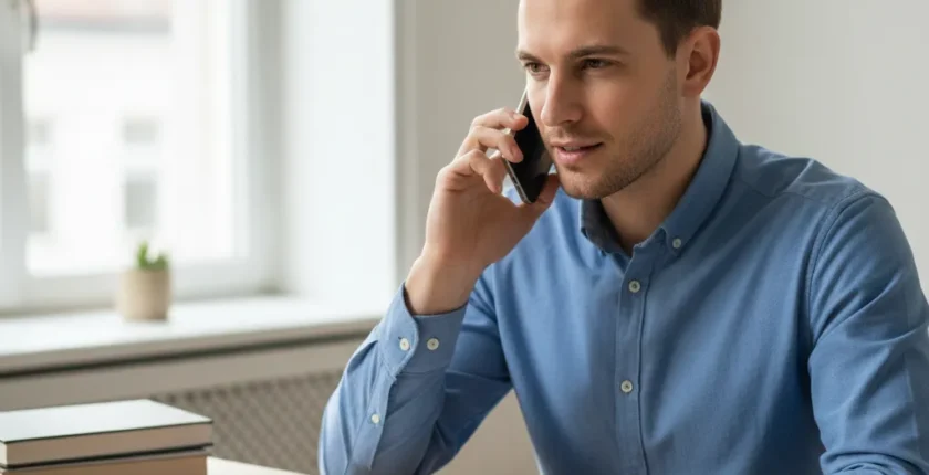 Candidate attending a phone interview from home