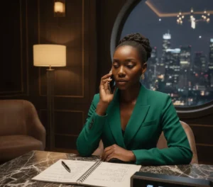 Candidate attending a phone interview at home