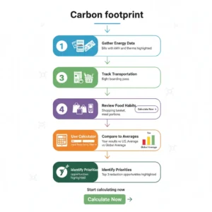 Seven step process to calculate carbon footprint using calculator tool