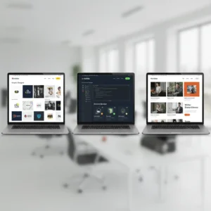 Three professional portfolio website examples showing clean layouts with project showcases and contact sections