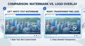 Comparison of text watermark and logo watermark on video using free online video watermark tool